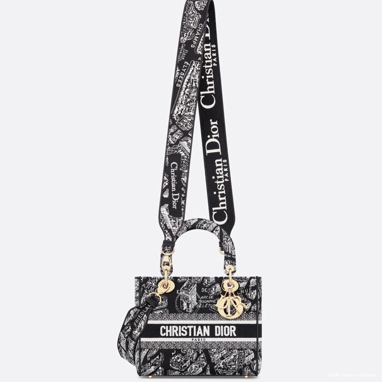 Cheap Plan Black D-lite Motif de Lady Paris Bag Medium Canvas 0717 Luxury